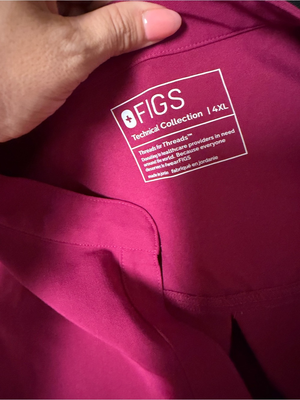 FIGS Technical Collection Rafaela Scrub Top in Rich Magenta and Bottoms - Picture 3 of 3